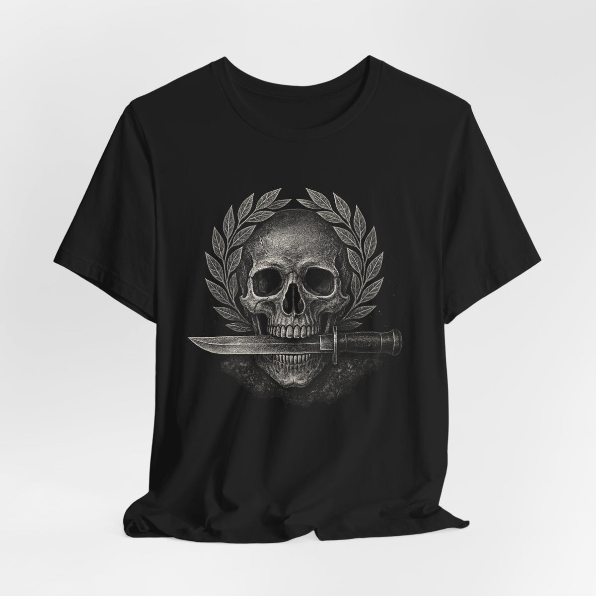 Skull & Knife Tee — Gothic Skull Crest T-Shirt