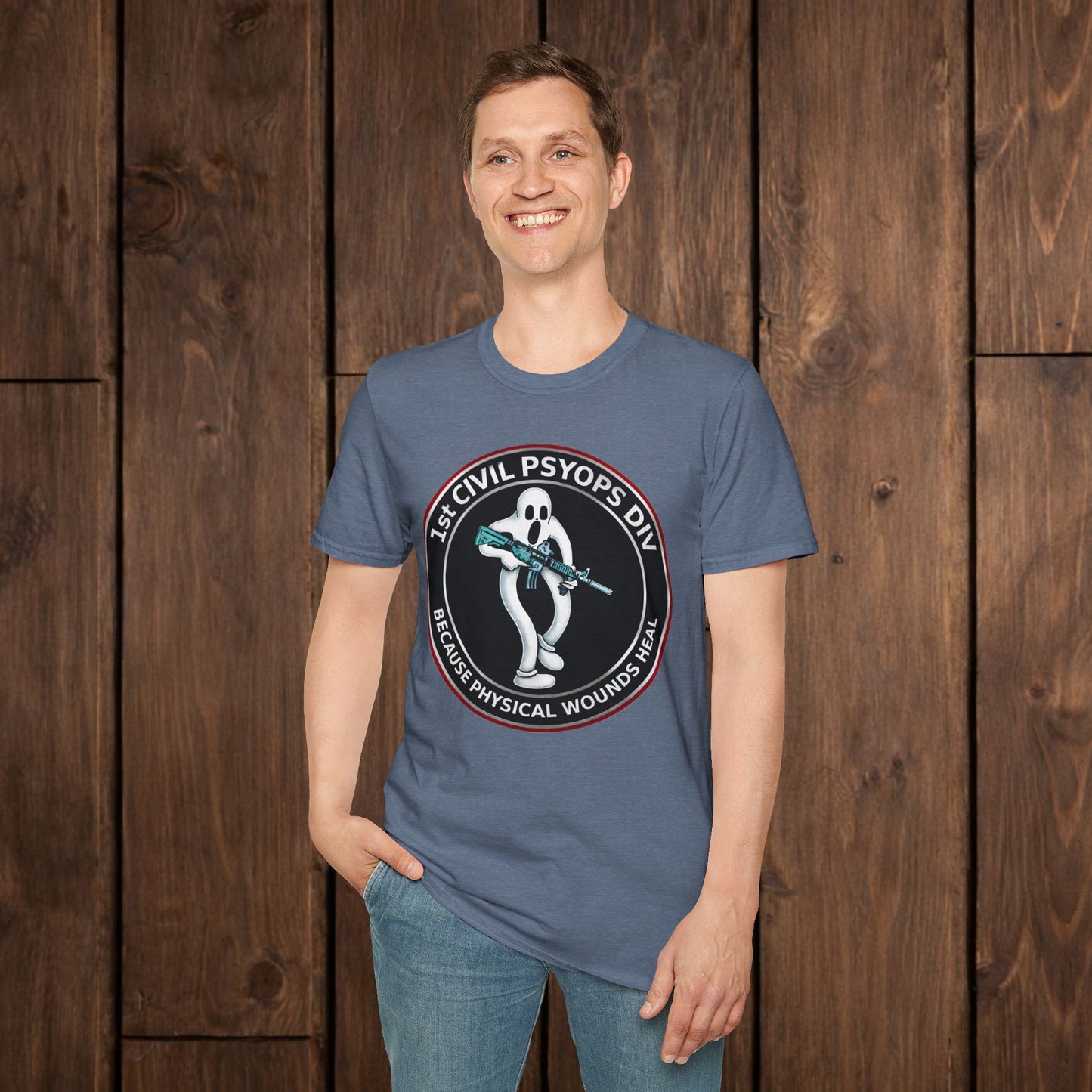 T-Shirt — 1st Civil Psyops Div 'Because Physical Wounds Heal' Military Logo Tee image 14