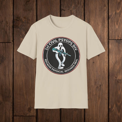 T-Shirt — 1st Civil Psyops Div 'Because Physical Wounds Heal' Military Logo Tee image 7