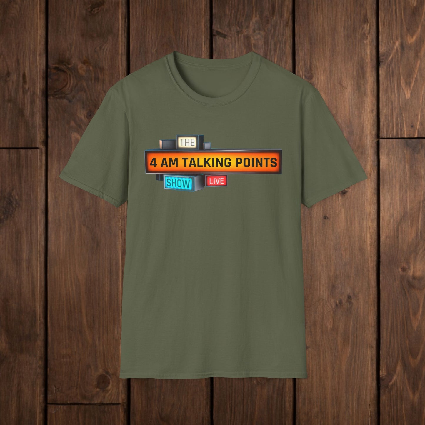 4 AM Talking Points Retro Podcast Logo T-Shirt image 1
