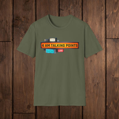 4 AM Talking Points Retro Podcast Logo T-Shirt image 1