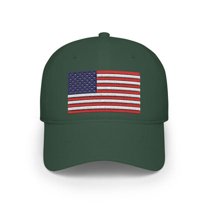American Flag Low-Profile Baseball Cap — Embroidered USA Hat