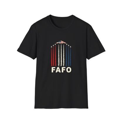 FAFO Jetpack Aviation Tee — Red, White & Blue Graphic