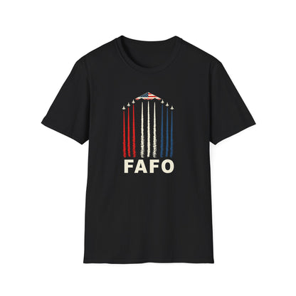 FAFO Jetpack Aviation Tee — Red, White & Blue Graphic