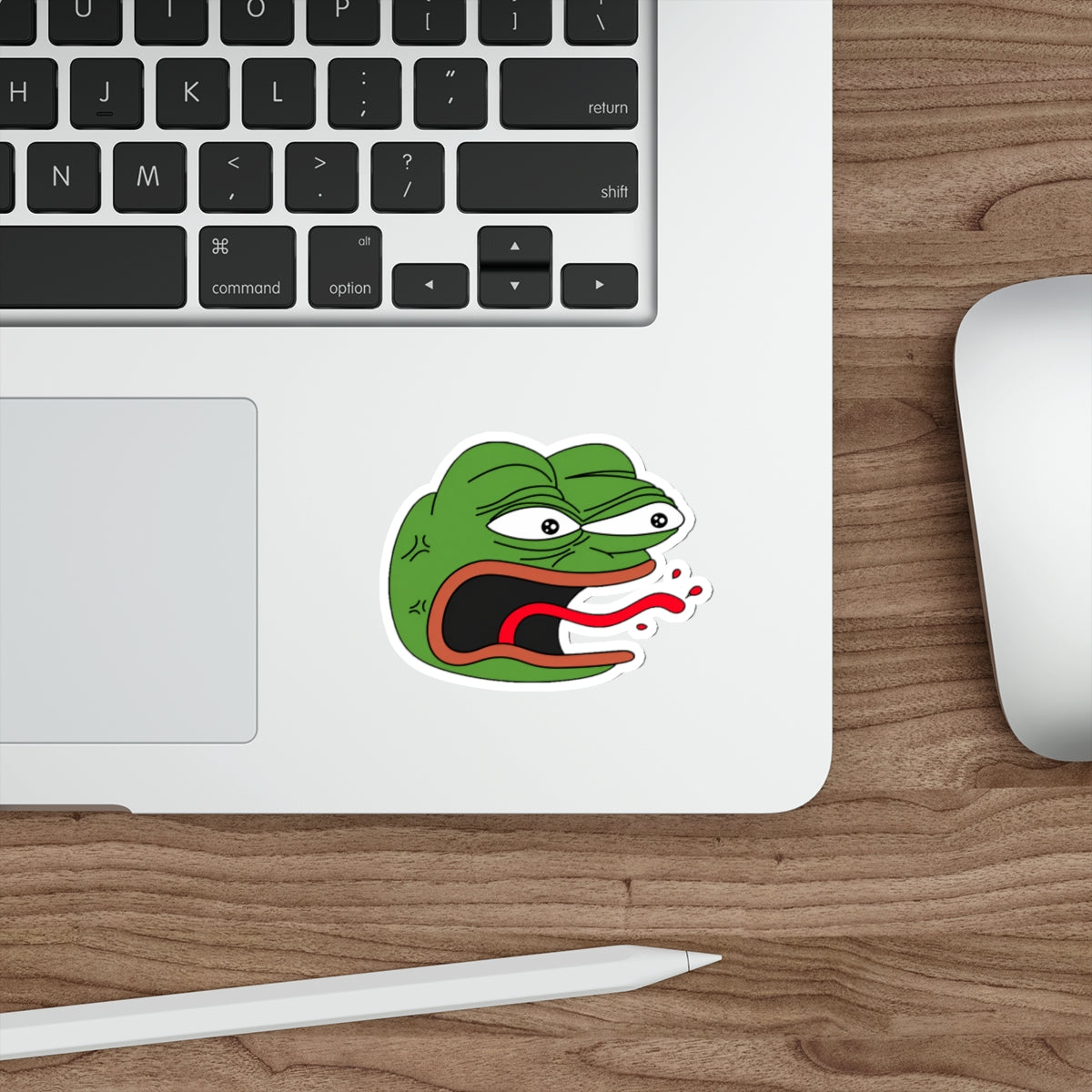 Angry Pepe REEEEEEEE Die-Cut Sticker | Screaming Frog Rage Meme Vinyl Decal | Funny Internet Reaction Sticker