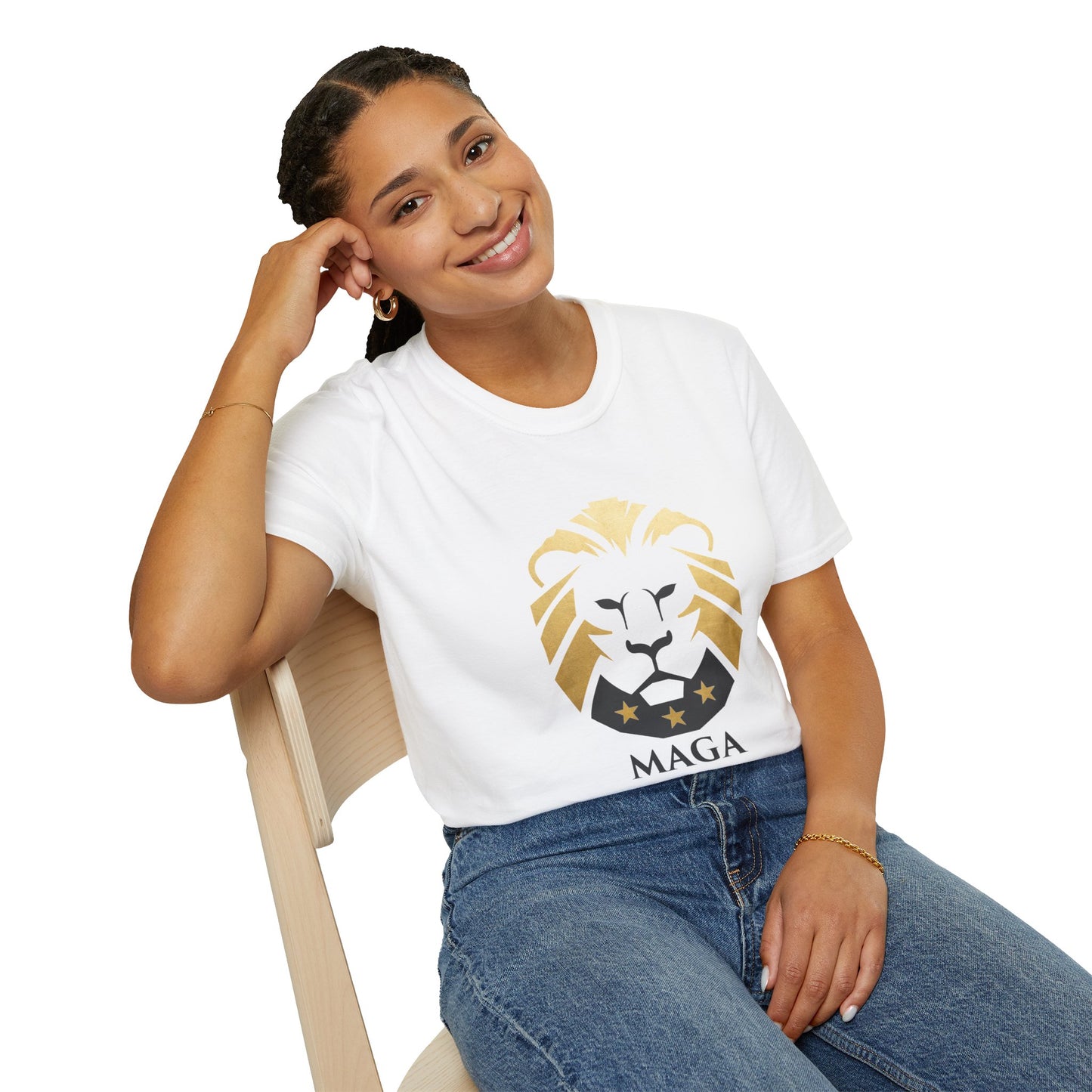 MAGA Gold Lion T‑Shirt — Bold Patriotic Crest Tee