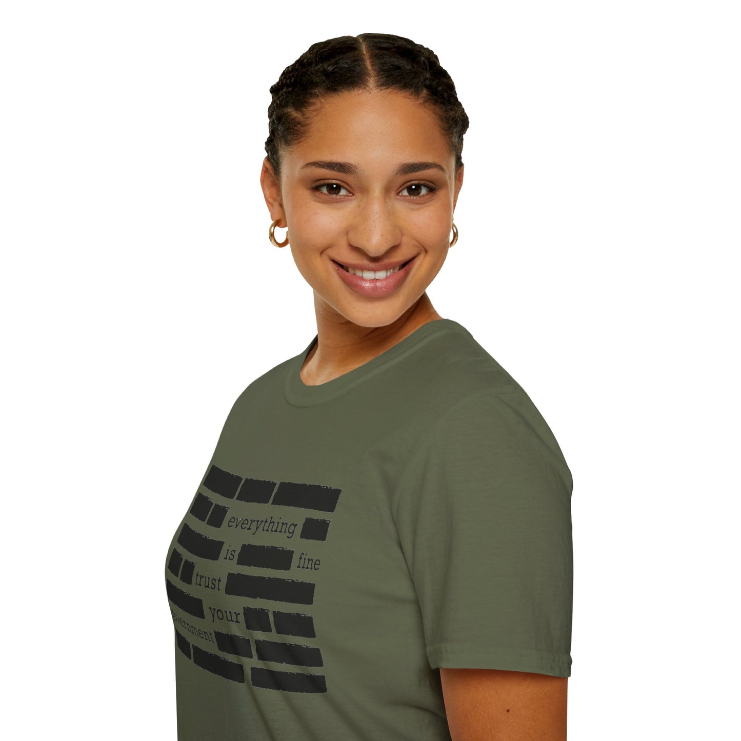 'Everything is Fine, Trust Your Government' Redacted Design Political Tee