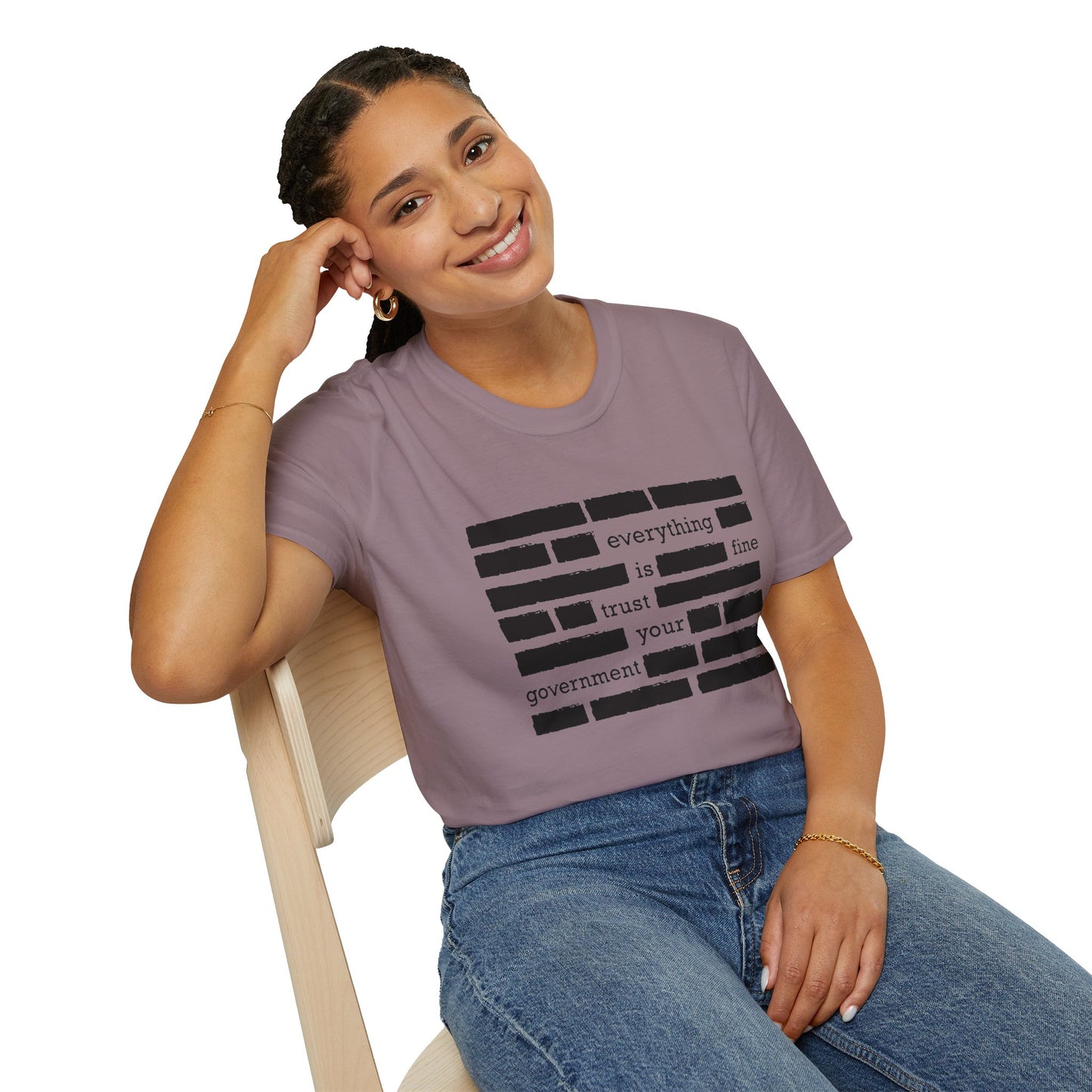 'Everything is Fine, Trust Your Government' Redacted Design Political Tee