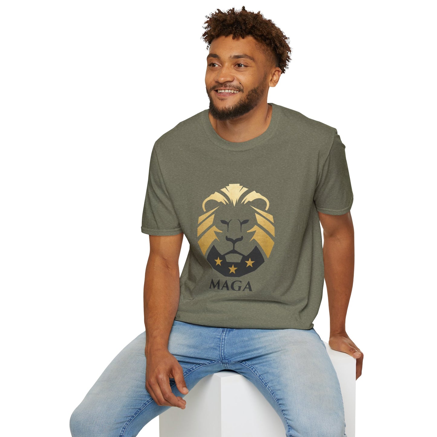 MAGA Gold Lion T‑Shirt — Bold Patriotic Crest Tee
