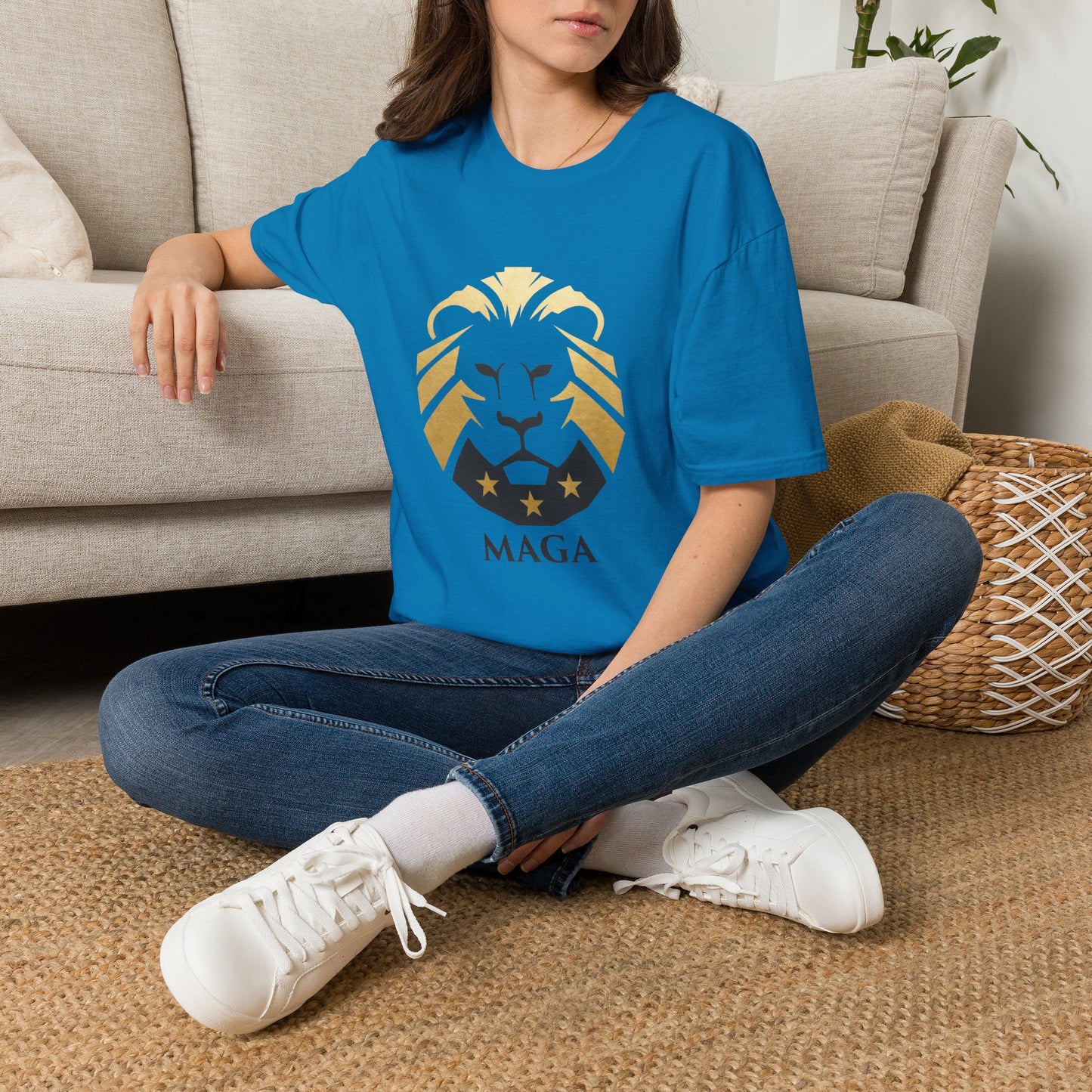 MAGA Gold Lion T‑Shirt — Bold Patriotic Crest Tee