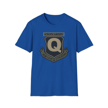 Anon Army Q Emblem Shirt, For God and Country Tee, Military Style Patriot Graphic, Alternative Research T-Shirt