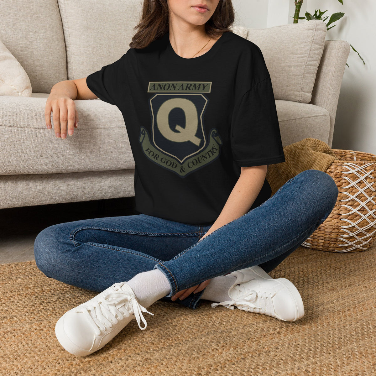 Anon Army Q Emblem Shirt, For God and Country Tee, Military Style Patriot Graphic, Alternative Research T-Shirt