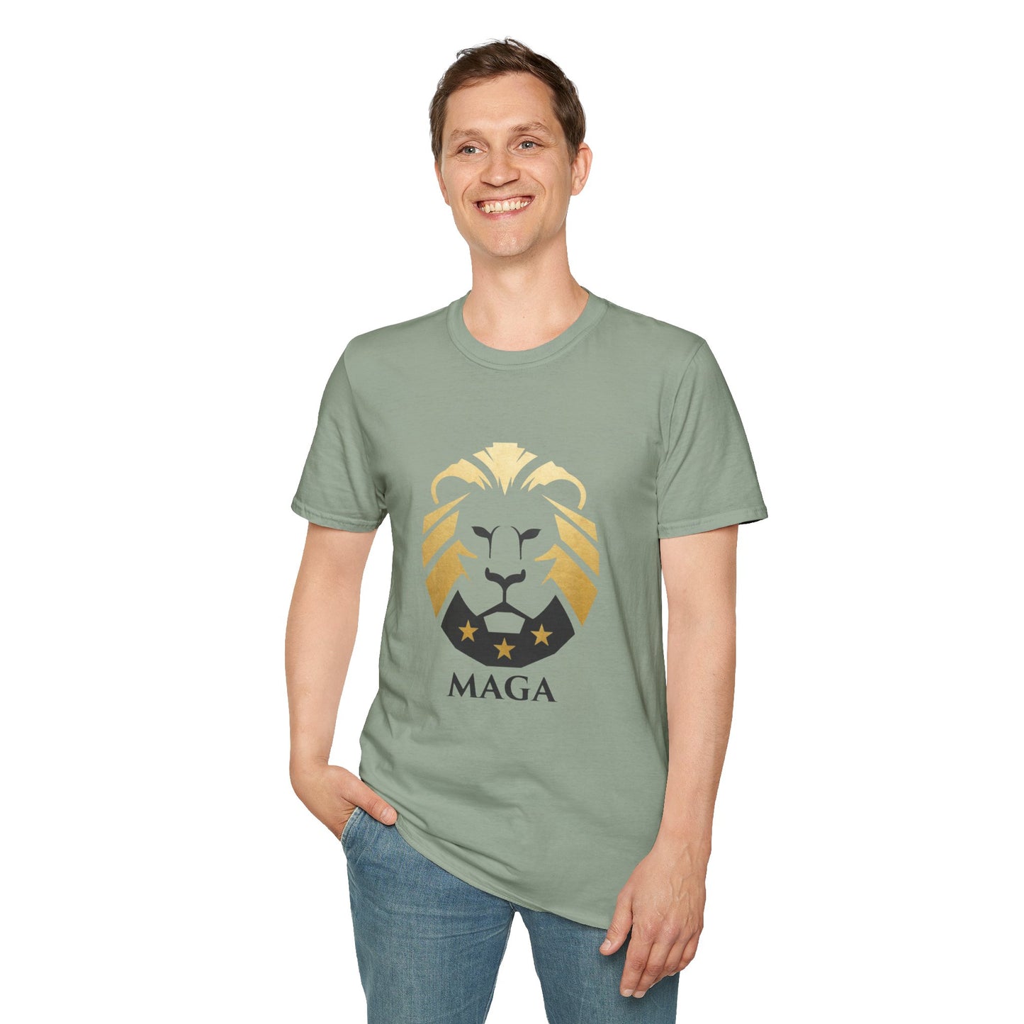 MAGA Gold Lion T‑Shirt — Bold Patriotic Crest Tee