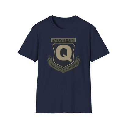 Anon Army Q Emblem Shirt, For God and Country Tee, Military Style Patriot Graphic, Alternative Research T-Shirt