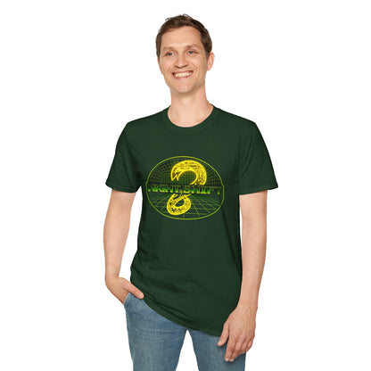 Retro Sci‑Fi Night Shift T-Shirt — Neon Snake Grid Graphic