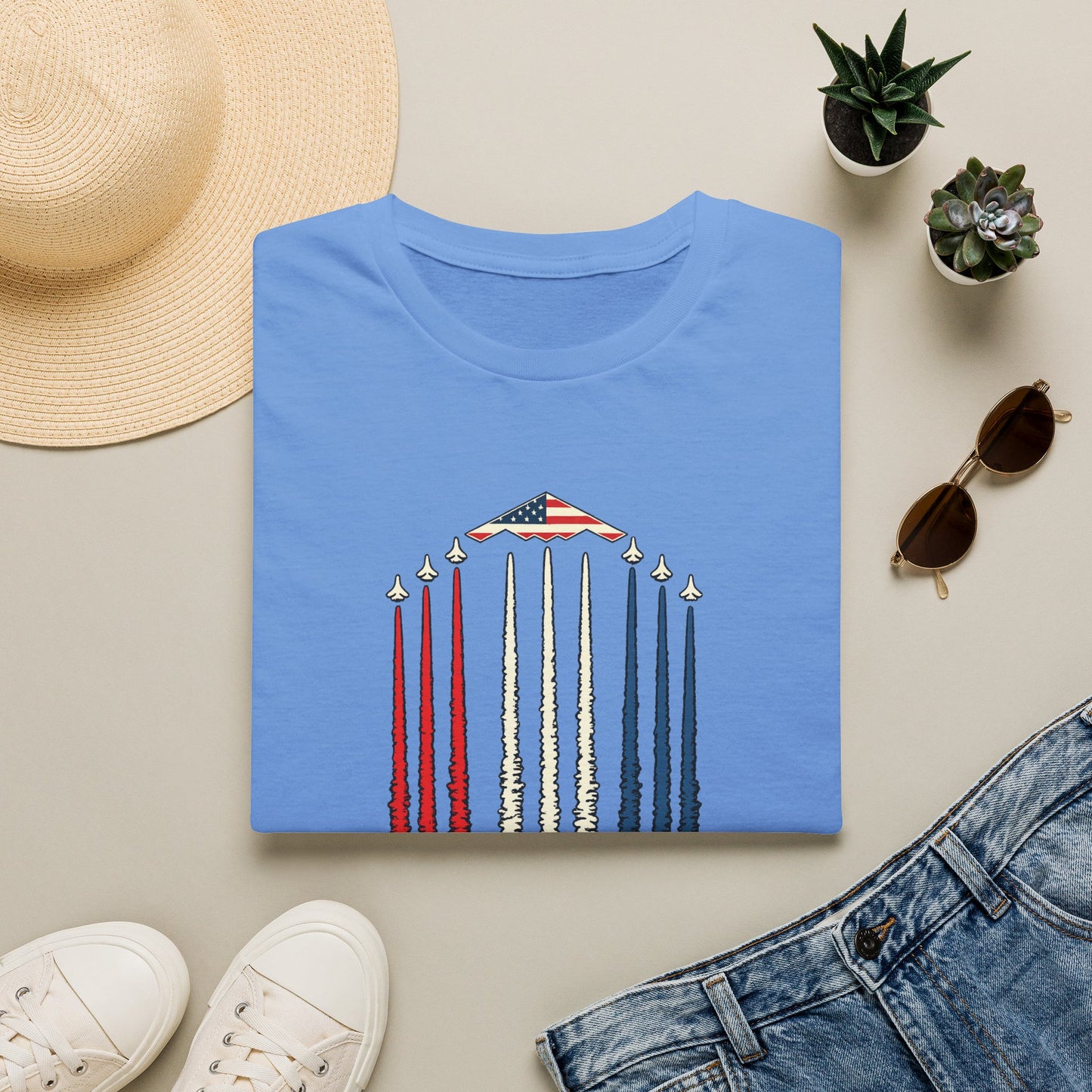 FAFO Jetpack Aviation Tee — Red, White & Blue Graphic