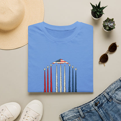 FAFO Jetpack Aviation Tee — Red, White & Blue Graphic