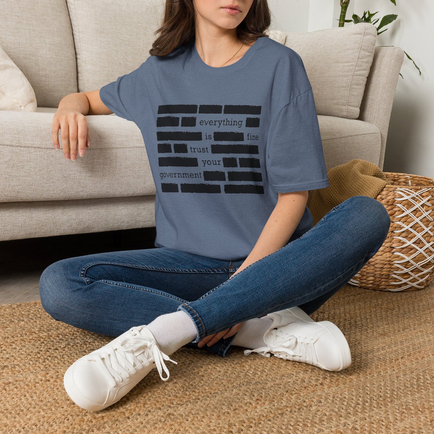 'Everything is Fine, Trust Your Government' Redacted Design Political Tee