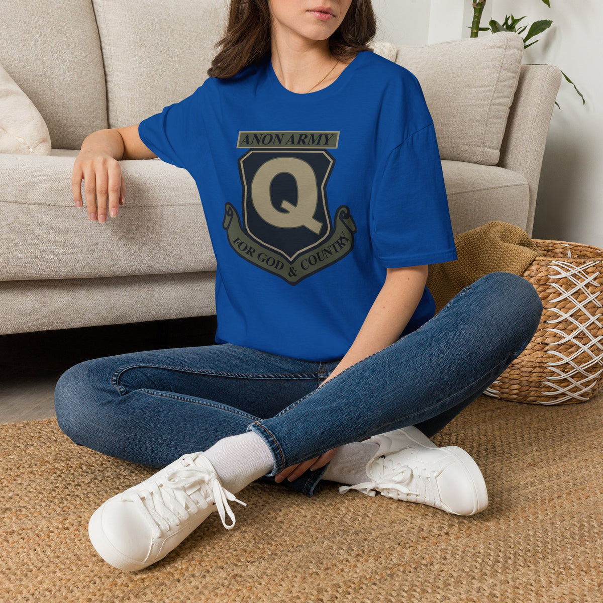 Anon Army Q Emblem Shirt, For God and Country Tee, Military Style Patriot Graphic, Alternative Research T-Shirt