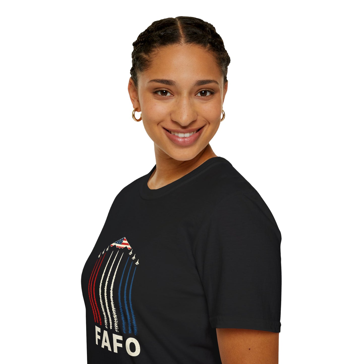 FAFO Jetpack Aviation Tee — Red, White & Blue Graphic