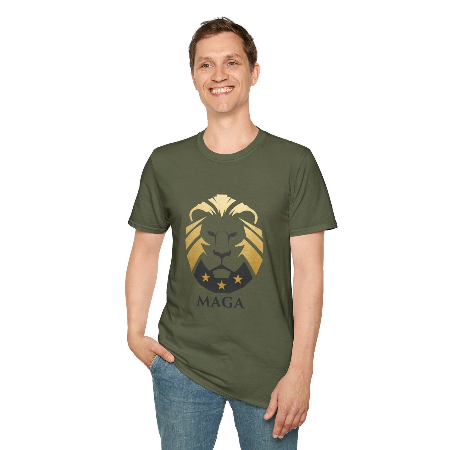 MAGA Gold Lion T‑Shirt — Bold Patriotic Crest Tee