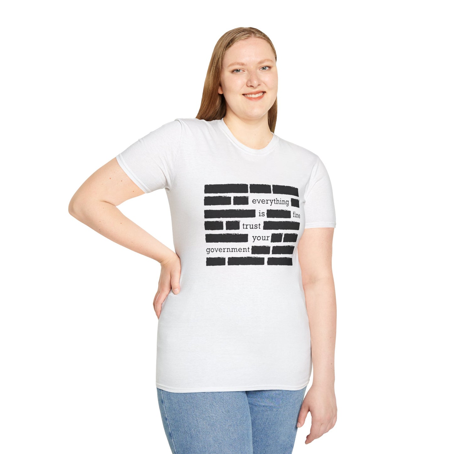 'Everything is Fine, Trust Your Government' Redacted Design Political Tee