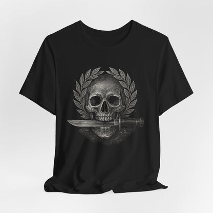 Skull & Knife Tee — Gothic Skull Crest T-Shirt