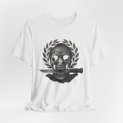 Skull & Knife Tee — Gothic Skull Crest T-Shirt