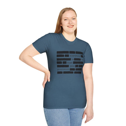 'Everything is Fine, Trust Your Government' Redacted Design Political Tee