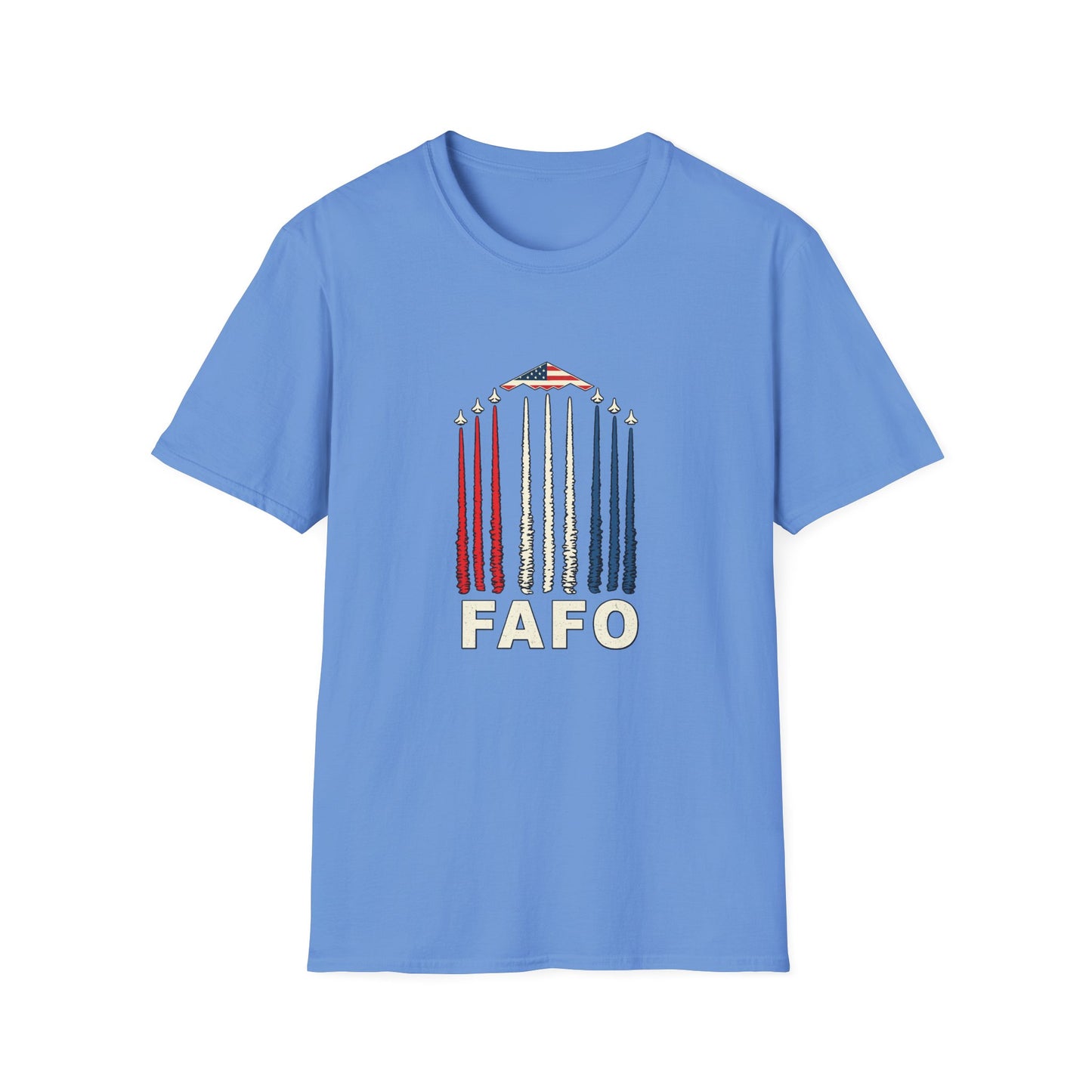 FAFO Jetpack Aviation Tee — Red, White & Blue Graphic