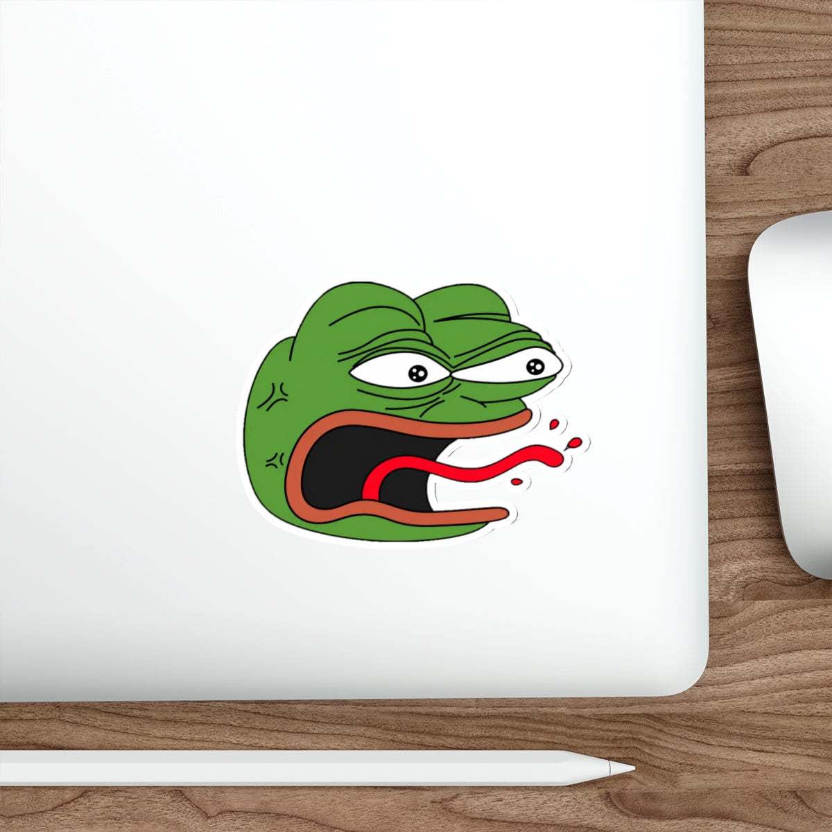 Angry Pepe REEEEEEEE Die-Cut Sticker | Screaming Frog Rage Meme Vinyl Decal | Funny Internet Reaction Sticker