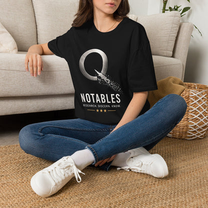 QNotables Metallic Shirt – Research Discern Know Graphic Tee – Digital Dissolve Logo T-Shirt – Truth Seeker Apparel