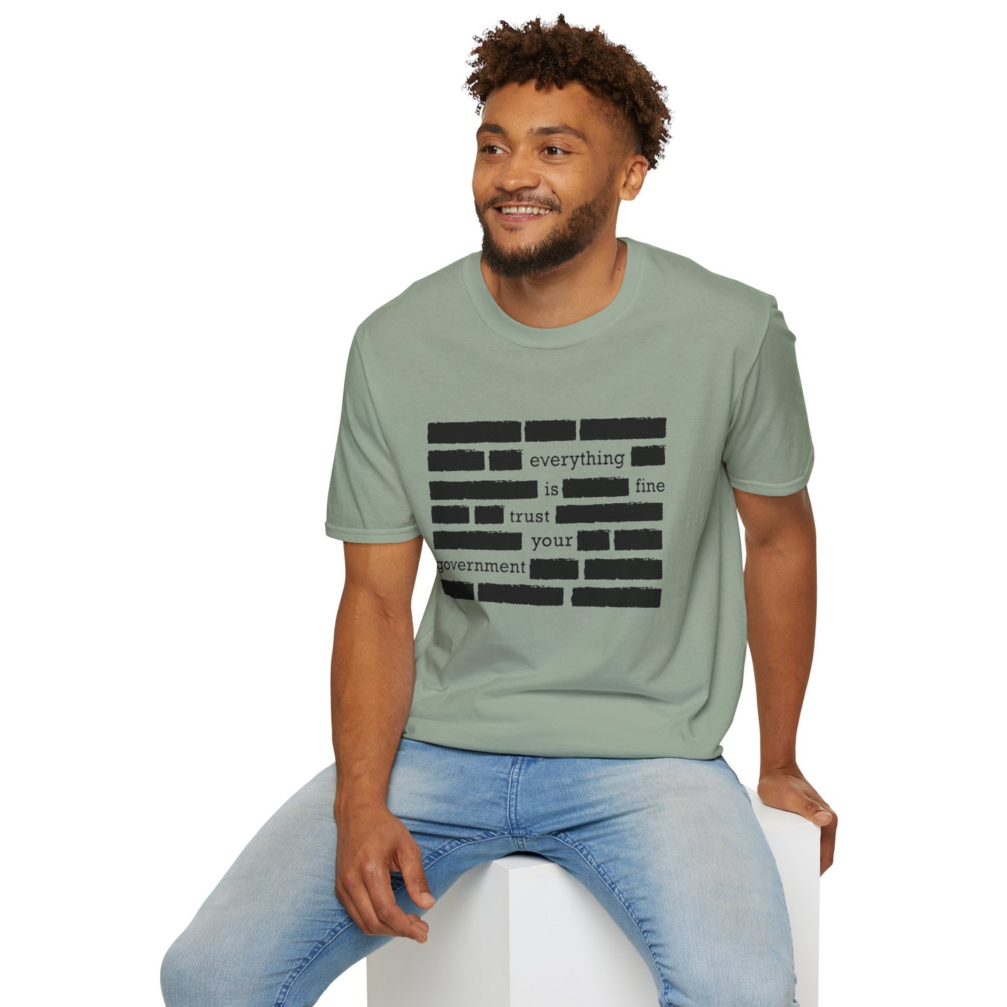 'Everything is Fine, Trust Your Government' Redacted Design Political Tee