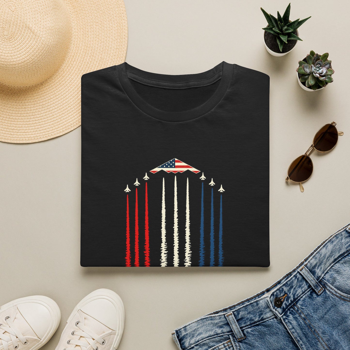 FAFO Jetpack Aviation Tee — Red, White & Blue Graphic