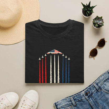 FAFO Jetpack Aviation Tee — Red, White & Blue Graphic