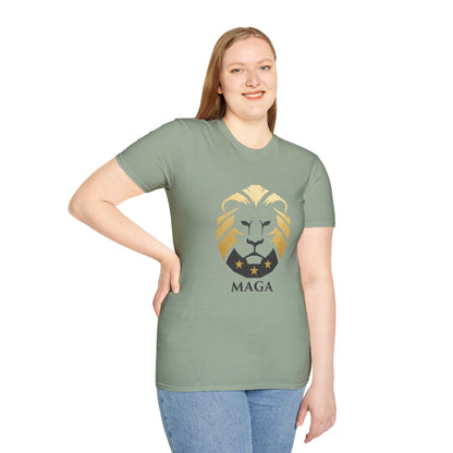 MAGA Gold Lion T‑Shirt — Bold Patriotic Crest Tee