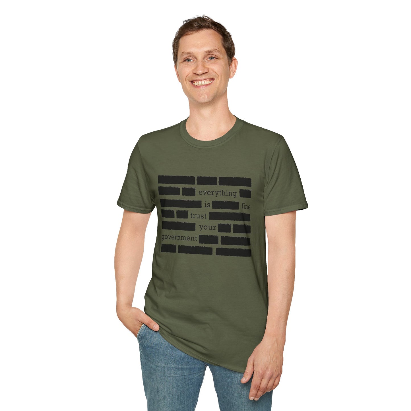 'Everything is Fine, Trust Your Government' Redacted Design Political Tee