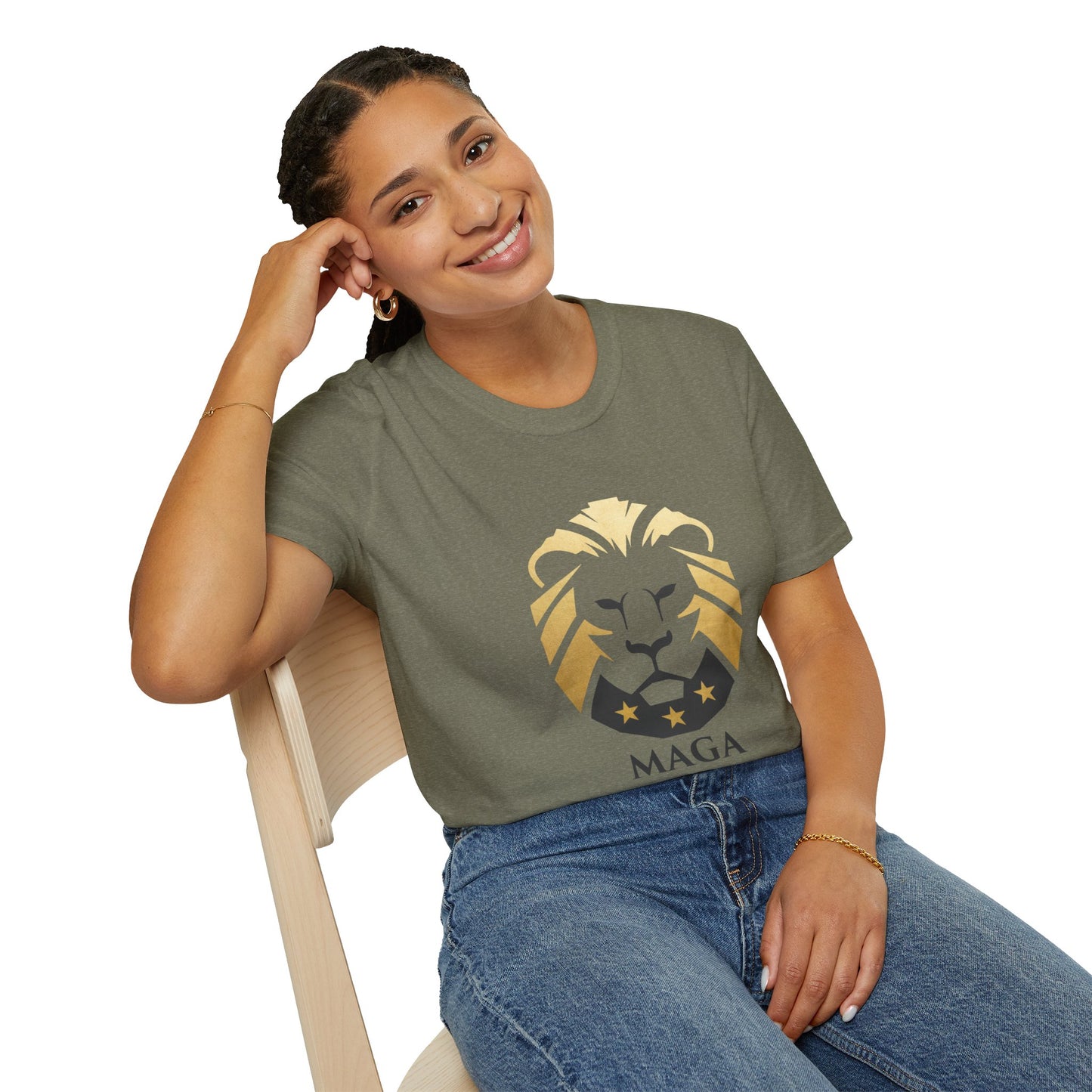MAGA Gold Lion T‑Shirt — Bold Patriotic Crest Tee
