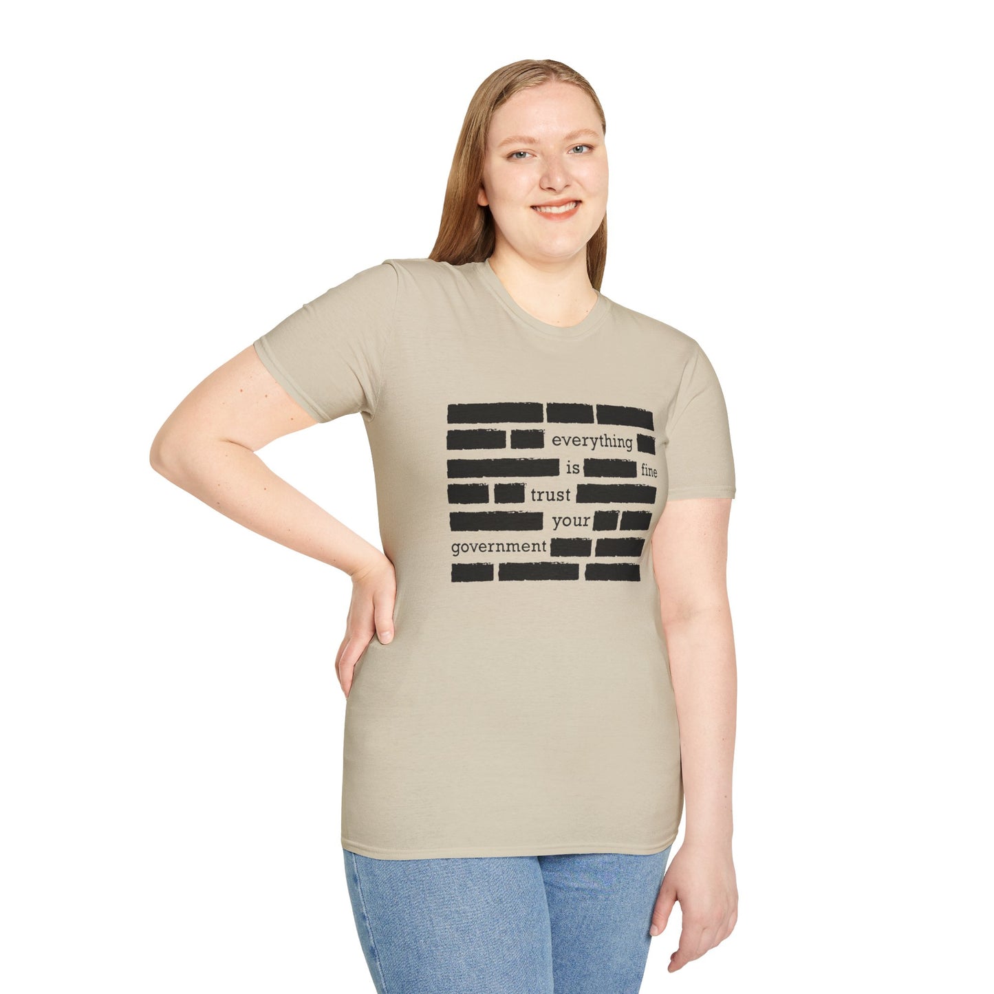 'Everything is Fine, Trust Your Government' Redacted Design Political Tee