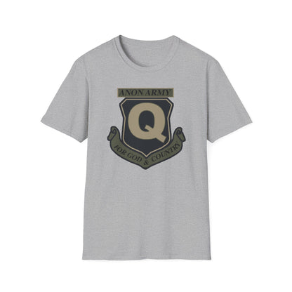 Anon Army Q Emblem Shirt, For God and Country Tee, Military Style Patriot Graphic, Alternative Research T-Shirt