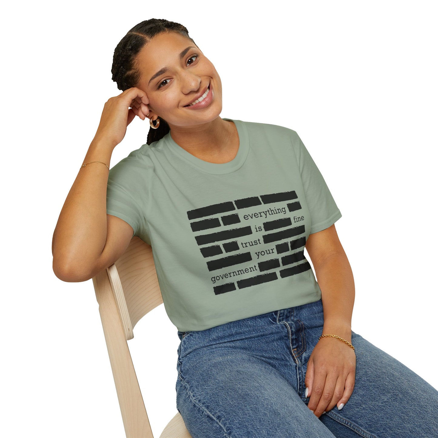 'Everything is Fine, Trust Your Government' Redacted Design Political Tee