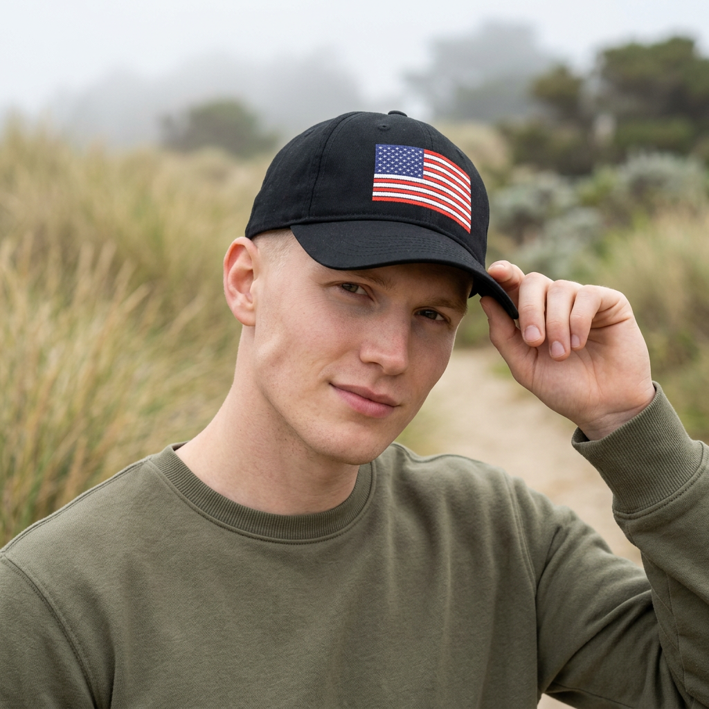 American Flag Low-Profile Baseball Cap — Embroidered USA Hat