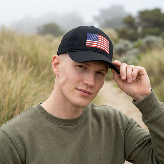 American Flag Low-Profile Baseball Cap — Embroidered USA Hat