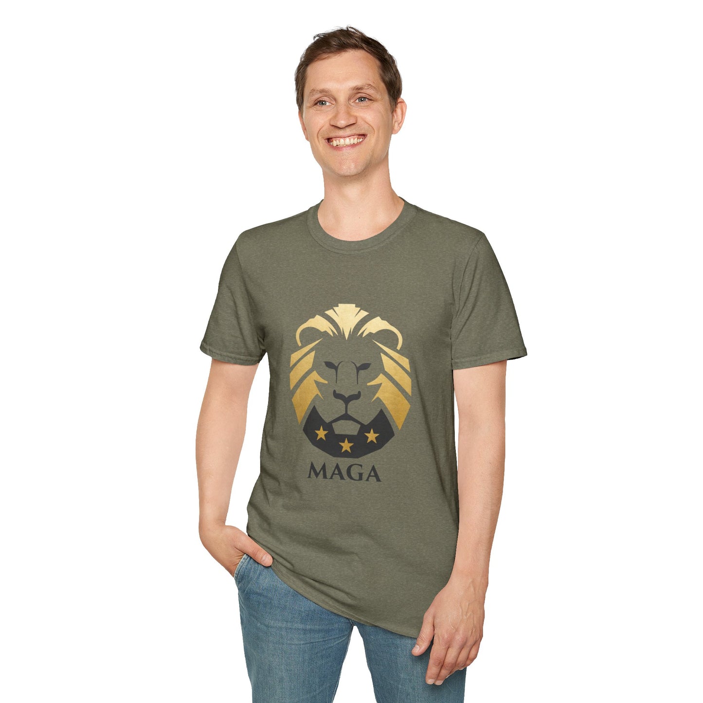 MAGA Gold Lion T‑Shirt — Bold Patriotic Crest Tee