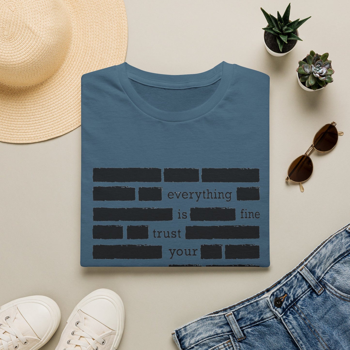 'Everything is Fine, Trust Your Government' Redacted Design Political Tee