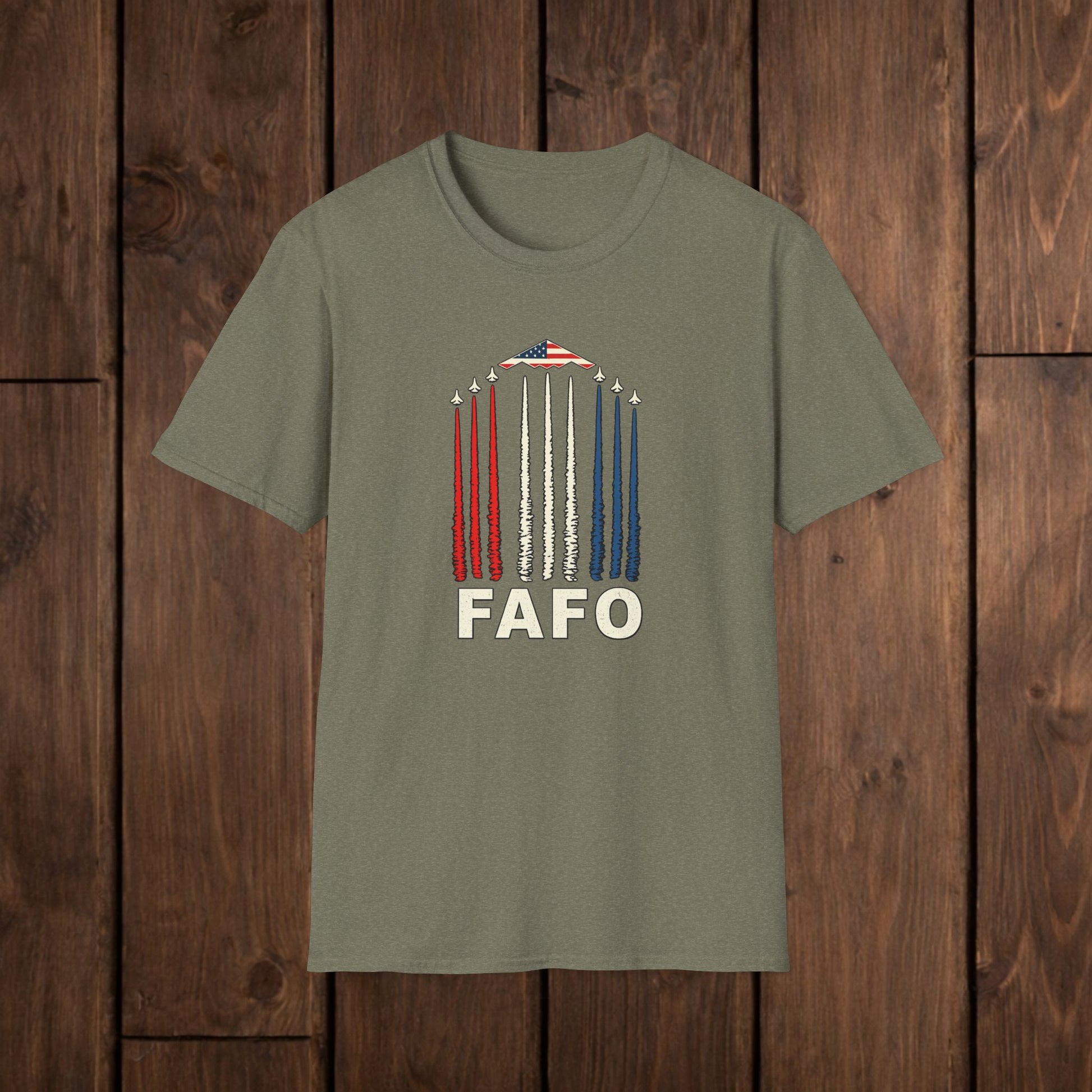 FAFO Jetpack Aviation Tee — Red, White & Blue Graphic image 3