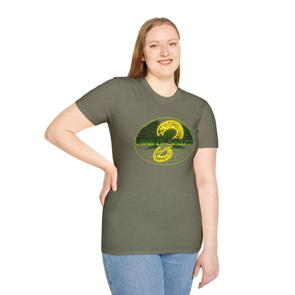 Retro Sci‑Fi Night Shift T-Shirt — Neon Snake Grid Graphic