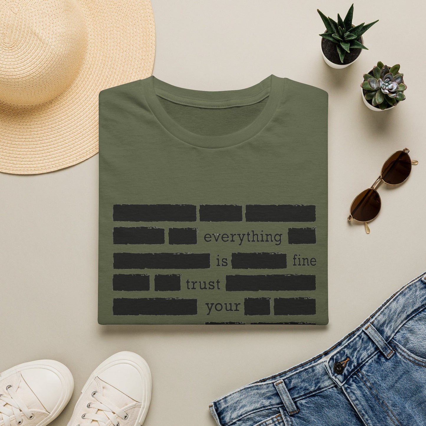 'Everything is Fine, Trust Your Government' Redacted Design Political Tee