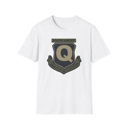Anon Army Q Emblem Shirt, For God and Country Tee, Military Style Patriot Graphic, Alternative Research T-Shirt