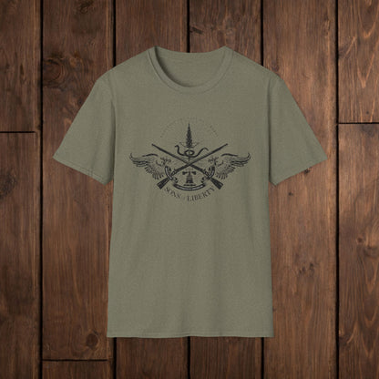 Sons of Liberty Rifle Crest T-Shirt — Vintage Historical Emblem image 12